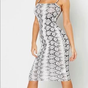 NWT Snake Print Square Neck Midi Dress